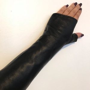 Black Leather Fingerless Gloves